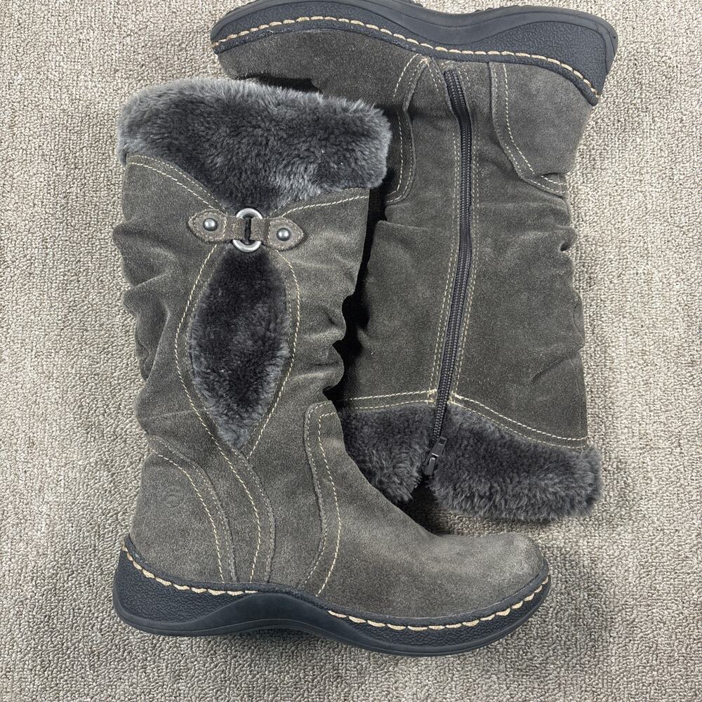 BareTraps Gray Faux Fur Winter Boots Women Size 7M Clean Barely Worn